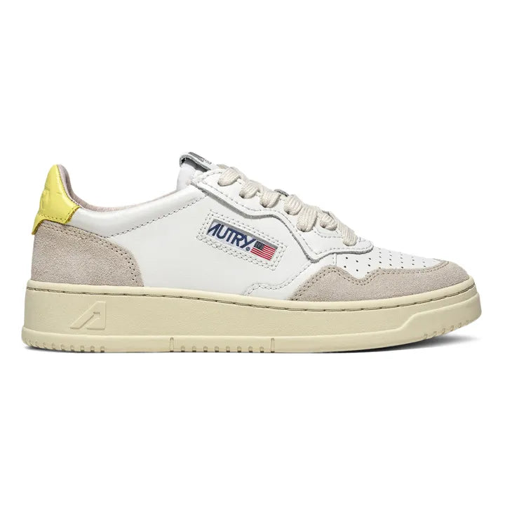 UNISEX SNEAKERS MDLST AUS WILDLEDER UND LEDER FARBE WEISS GELB
