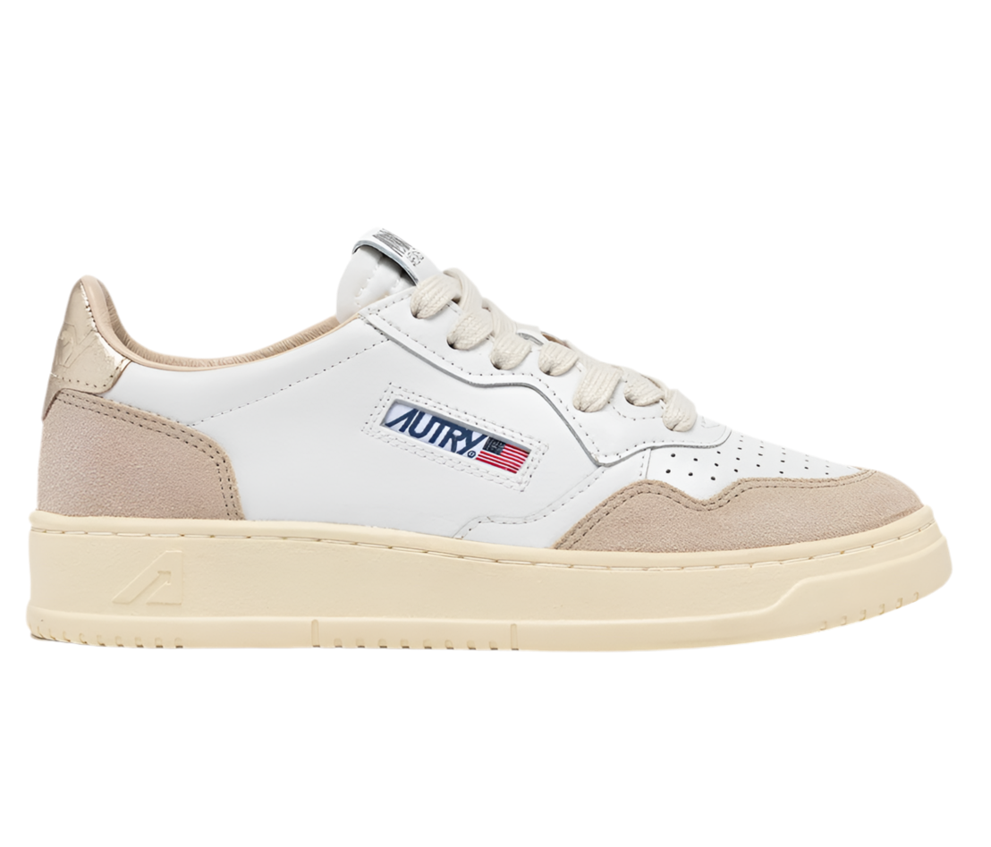 UNISEX SNEAKERS MDLST AUS LEDER UND WILDLEDER IN WEISS UND GOLD