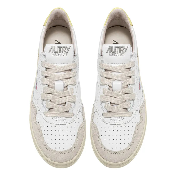 UNISEX SNEAKERS MDLST AUS WILDLEDER UND LEDER FARBE WEISS GELB