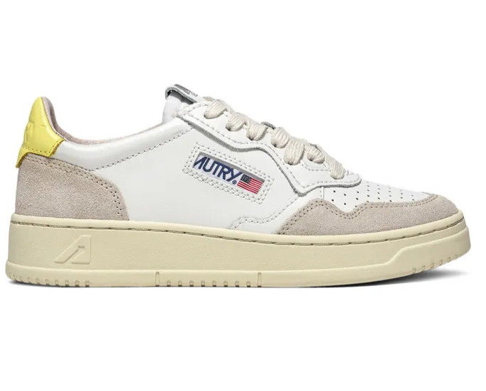 UNISEX SNEAKERS MDLST AUS WILDLEDER UND LEDER FARBE WEISS GELB