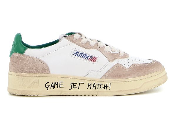 UNISEX SNEAKERS MDLST AUS WILDLEDER UND LEDER FARBE WEISS SMARAGDGRÜN