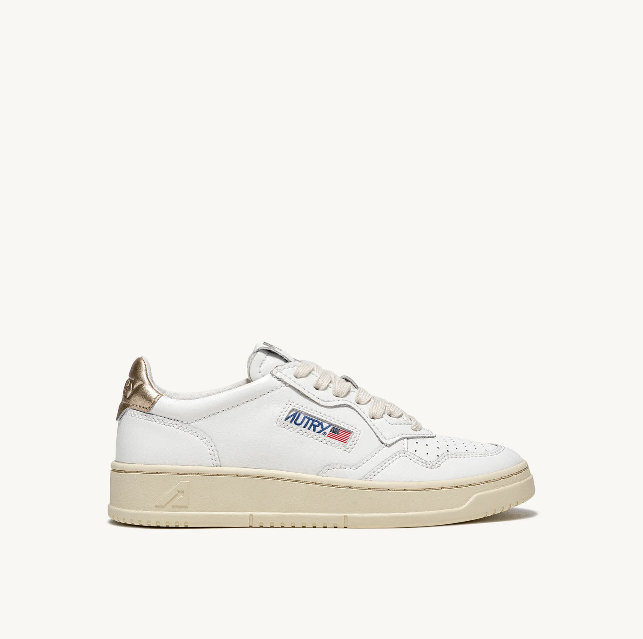 UNISEX SNEAKERS MDLST AUS LEDER IN WEISS UND GOLD METALLIC
