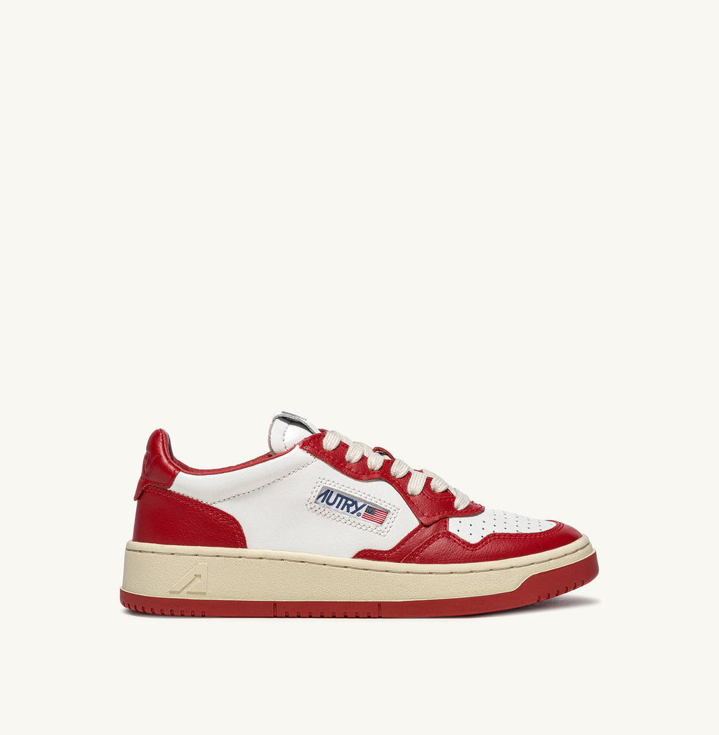 UNISEX SNEAKERS MDLST BICOLOR AUS WEISSEM UND ROTEM LEDER