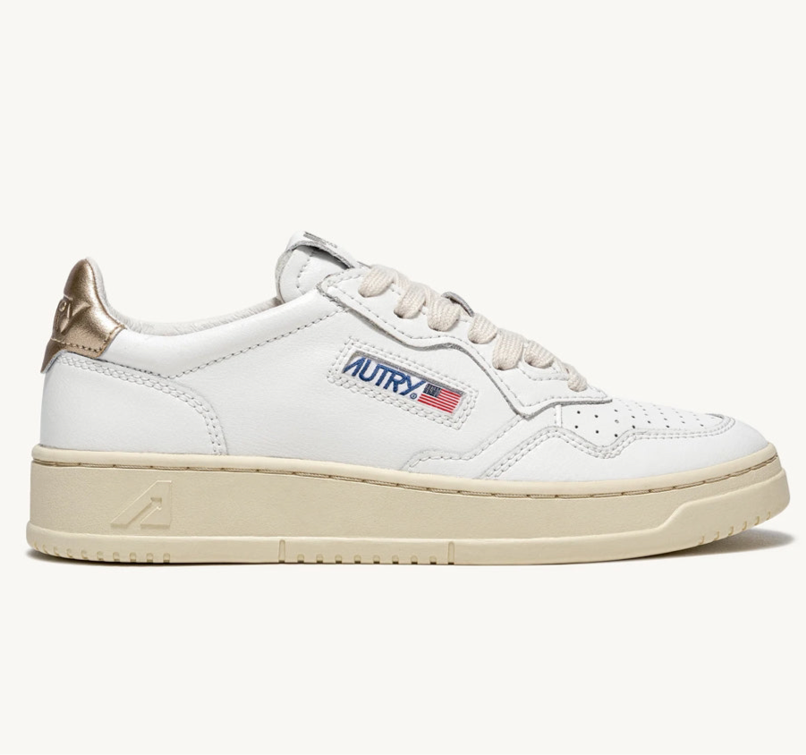UNISEX SNEAKERS MDLST AUS LEDER IN WEISS UND GOLD METALLIC