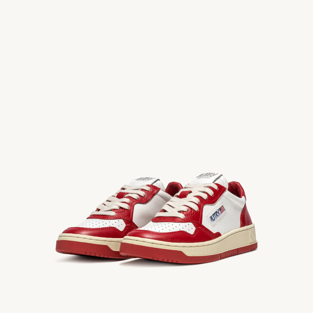 UNISEX SNEAKERS MDLST BICOLOR AUS WEISSEM UND ROTEM LEDER