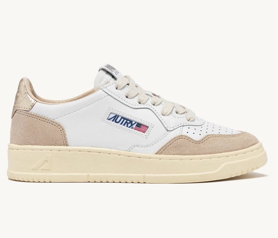 UNISEX SNEAKERS MDLST AUS LEDER UND WILDLEDER IN WEISS UND GOLD