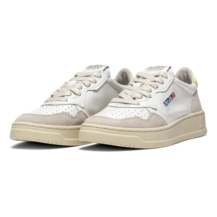 UNISEX SNEAKERS MDLST AUS WILDLEDER UND LEDER FARBE WEISS GELB